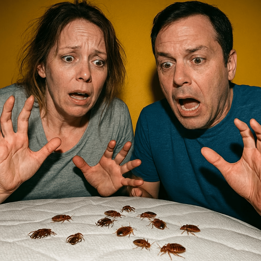 Surprised reaction to bed bugs.