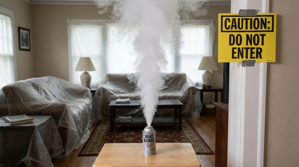 Smoke from bug spray canister