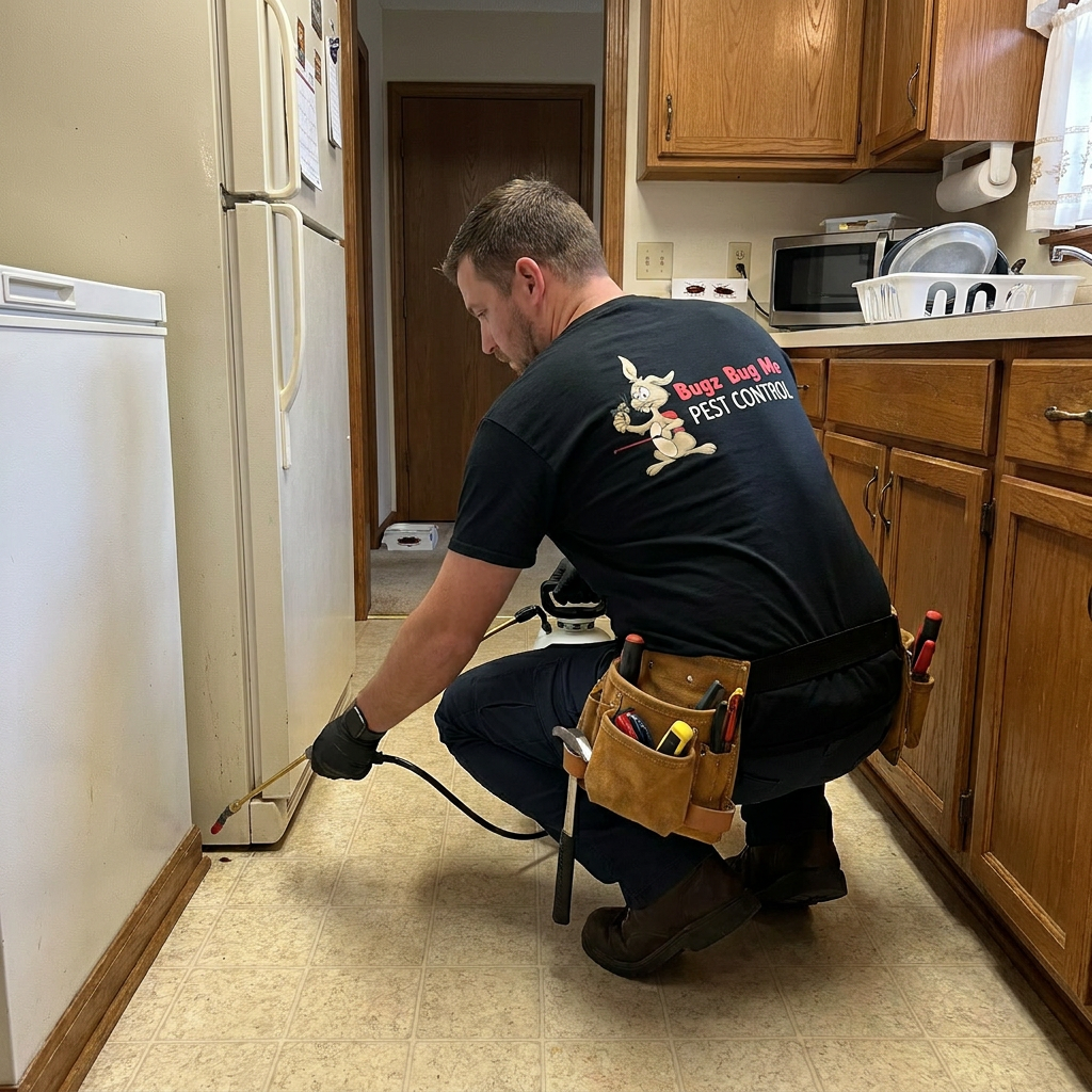 german cockroach hiding behind stove commercial treatment